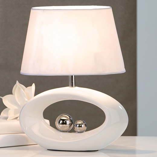 2. akosť Stolná lampa keramická Balance, 35 cm  biela - 1