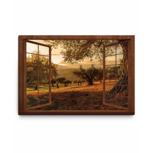 3D obraz Okno do ráje přírody hnědé, 120x80 cm - 1
