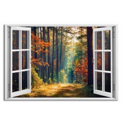 3D obraz Okno les plný farieb, 30x20 cm