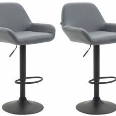 Barová stolička Brag (Súprava 2 ks), syntetická koža, sivá - 1