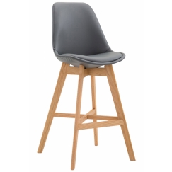 Barová stolička Cane, syntetická koža, sivá