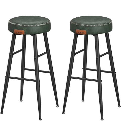 Barová stolička Faux (SET 2 ks), syntetická koža, 76 cm, zelená