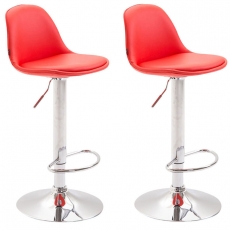 Barová stolička Kiel (SET 2 ks), syntetická koža, červená - 1