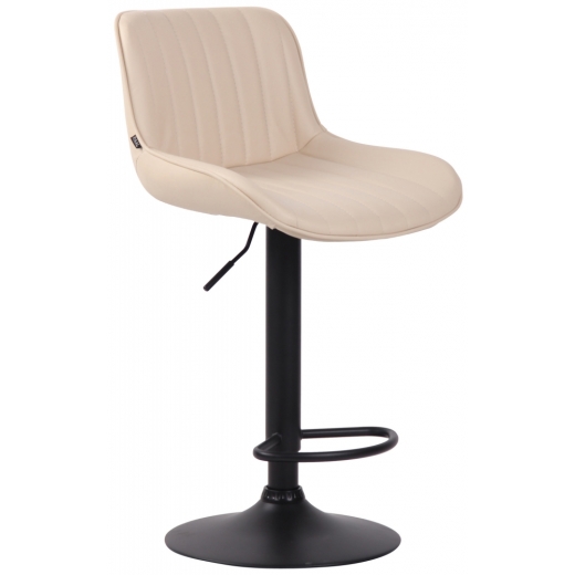 Barová stolička Lentini, syntetická koža, čierna / krémová - 1
