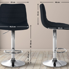 Barová stolička Lex, textil, chrómový podstavec / čierna - 2