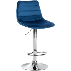 Barová stolička Lex, zamat, chrómový podstavec / modrá