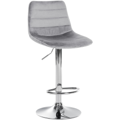 Barová stolička Lex, zamat, chrómový podstavec / sivá