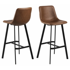 Barová stolička Oregon (SET 2ks), syntetická koža, hnedá