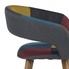 Barová stolička s drevenou podnožou Garry, (SET 2 ks), patchwork - 7