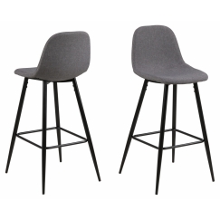 Barová stolička Wilma (SET 2ks), tkanina, svetlo šedá