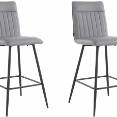 Barová stolička Zelta (SADA 2 ks), syntetická koža, šedá - 1
