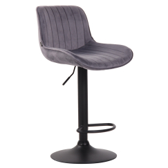 Barová židle Lentini, samet, černá / tmavě šedá