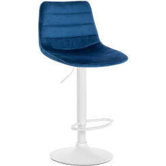 Barová židle Lex, samet,  bílá podnož / modrá