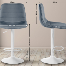 Barová židle Lex, syntetická kůže,  bílá podnož / šedá  - 2