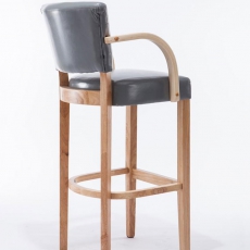 Barová židle s dřevěnou podnoží a područkami Ellen - 9