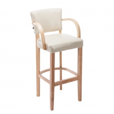 Barová židle s dřevěnou podnoží a područkami Ellen - 3