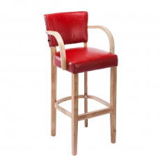 Barová židle s dřevěnou podnoží a područkami Ellen - 2