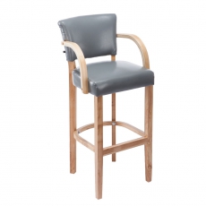 Barová židle s dřevěnou podnoží a područkami Ellen - 6