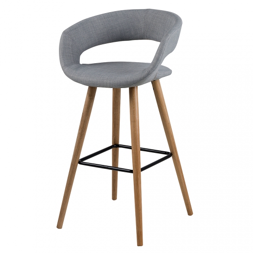 Barová židle s dřevěnou podnoží Garry (SET 2 ks), šedá - 1