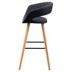 Barová židle s dřevěnou podnoží Garry (SET 2 ks), tm. šedá - 5