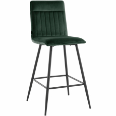 Barová židle Zelta (SADA 2 ks), samet, tmavě zelená - 3