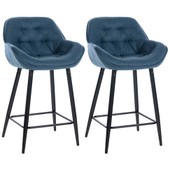 Barové stoličky Gibson (SET 2 ks), textil, modrá