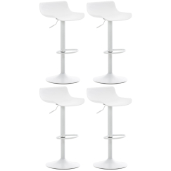 Barové židle Aveiro (SET 4 ks), plast, bílá