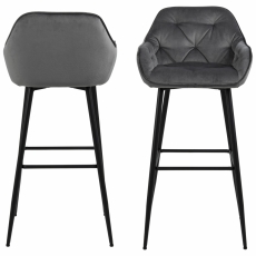 Barové židle Brooke (SET 2ks), tkanina, tmavě šedá - 2