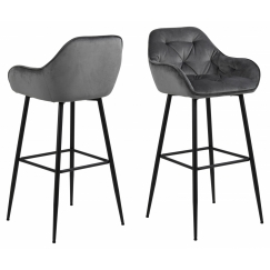 Barové židle Brooke (SET 2ks), tkanina, tmavě šedá