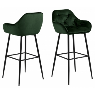 Barové židle Brooke (SET 2ks), tkanina, tmavě zelená