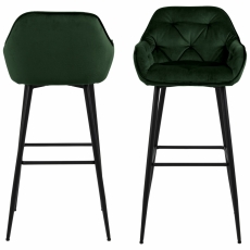 Barové židle Brooke (SET 2ks), tkanina, tmavě zelená - 2