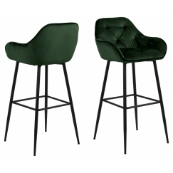 Barové židle Brooke (SET 2ks), tkanina, tmavě zelená