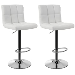 Barové židle Faux (SET 2 ks), syntetická kůže, bílá