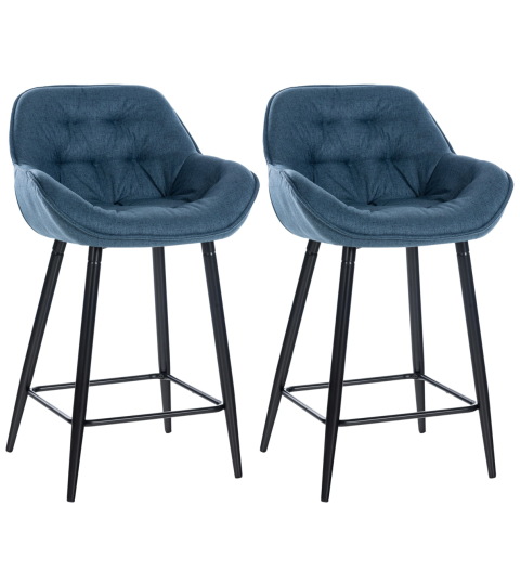 Barové židle Gibson (SET 2 ks), textil, modrá