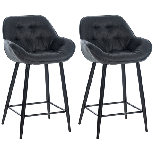 Barové židle Gibson (SET 2 ks), textil, tmavě šedá - 1