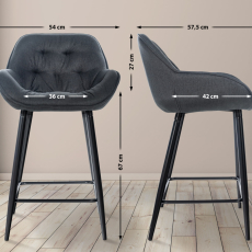 Barové židle Gibson (SET 2 ks), textil, tmavě šedá - 2