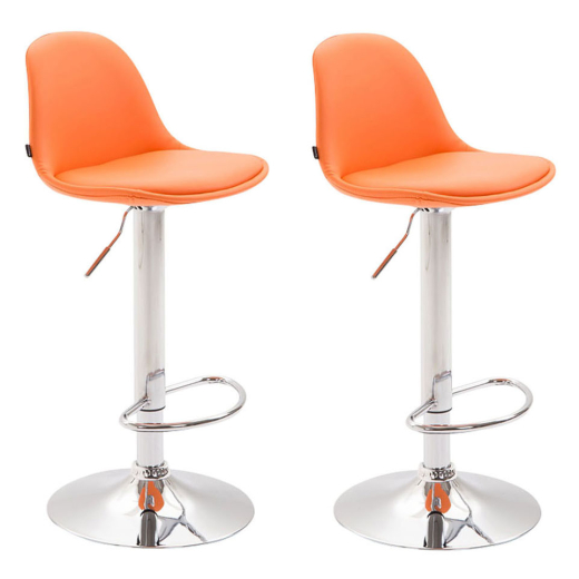 Barove židle Kiel (SET 2 ks), syntetická kůže, oranžová - 1