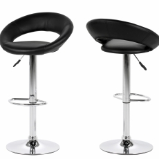 Barové židle Plump (SET 2ks), syntetická kůže, černá - 1