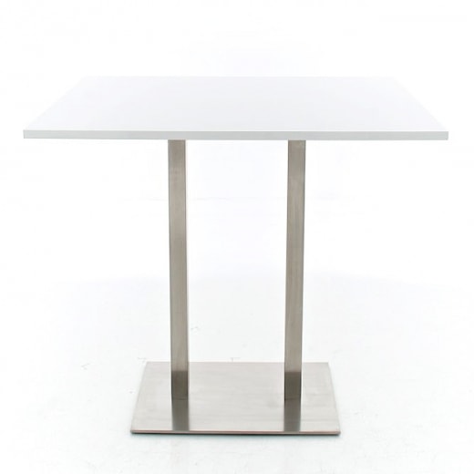 Barový stôl s nerezovou podnožou Double, biela - 1