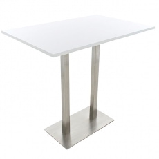 Barový stôl s nerezovou podnožou Double, biela - 2