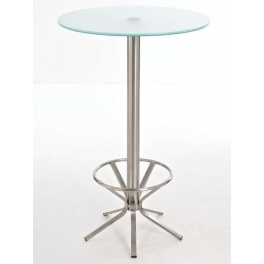 Barový stôl s opierkou na nohy Crowny, 110 cm mliečne sklo - 1