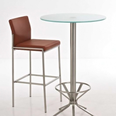 Barový stôl s opierkou na nohy Crowny, 110 cm mliečne sklo - 3