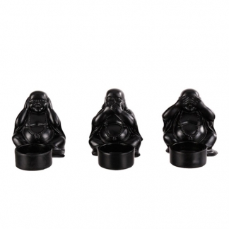 Čajové svícny Tři opice, sada 3 ks, černá