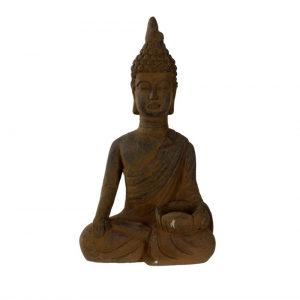 Čajový svícen Buddha, 34,5 cm, hnědý beton