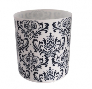 Čajový svícen porcelánový Dahlia, 9 cm, bílá/tm. modrá