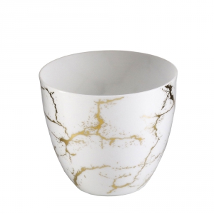 Čajový svícen porcelánový Porslin, 9 cm, bílá/zlatá
