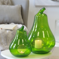 Čajový svícen ze zeleného skla Hruška, 32 cm - 2