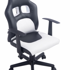 Detská kancelárska stolička Fun, syntetická koža, čierna / biela - 1