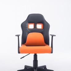 Detská kancelárska stolička Fun, syntetická koža, čierna / oranžová - 2