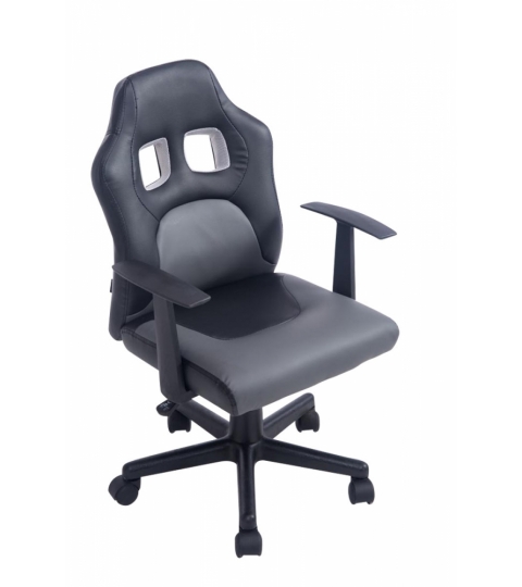 Detská kancelárska stolička Fun, syntetická koža, čierna / šedá